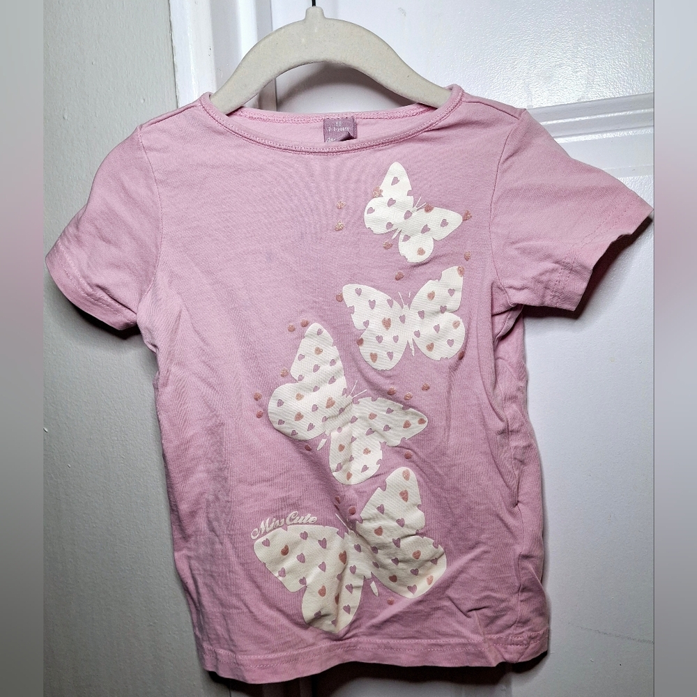 💗🦋Dopo Dopo Heart Butterfly Short Sleeve Tee (2T/3T)